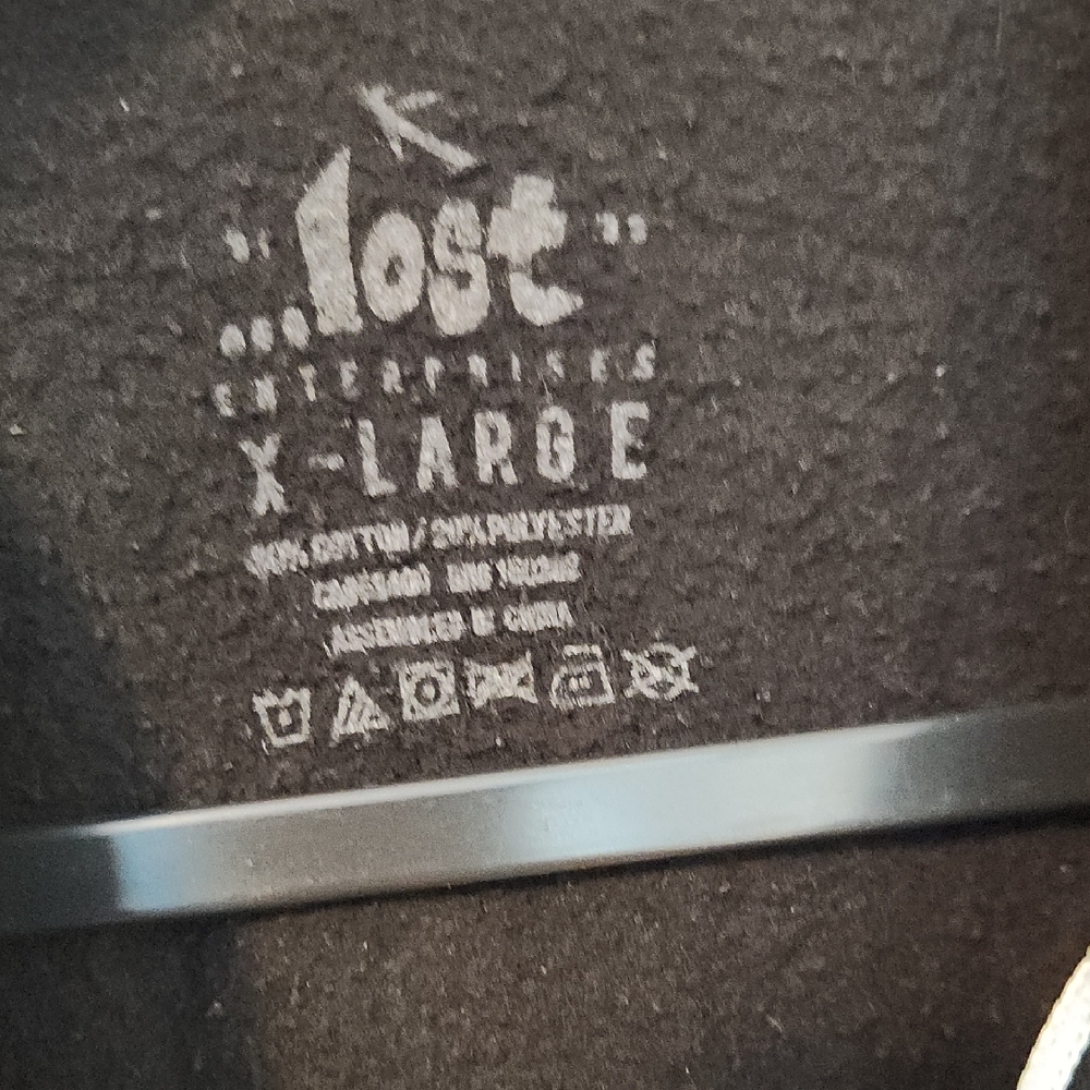 Lost Black Zip Hoodie with White Logo and Drawstrings - Picture 3 of 3